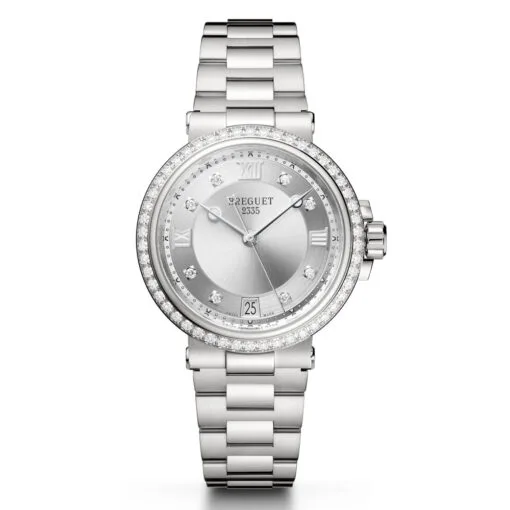 Breguet 9518St/1D/S80 D0 01 Marine 9518 Stainless Steel - Diamond Silver Dial Watch