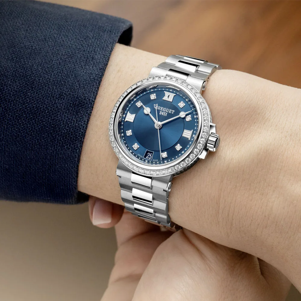 Breguet 9518St/Yd/S80 D0 01 Marine 9518 Stainless Steel - Diamond Blue Dial Watch - Image 3