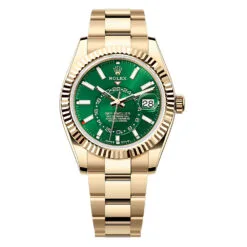 Rolex 336938-0007 Sky-Dweller 42mm Yellow Gold Oyster Green Dial Watch