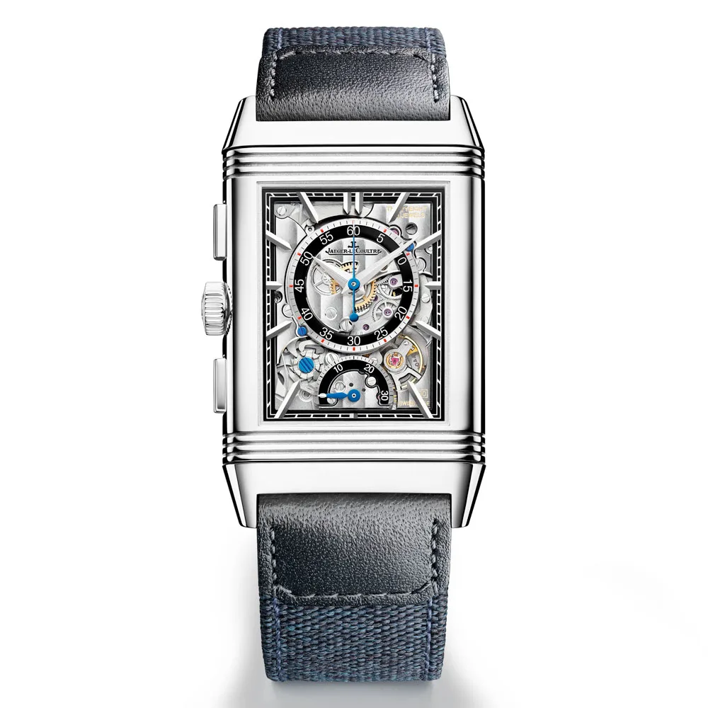 Jaeger-Lecoultre Q389848J Reverso Tribute Chronograph Stainless Steel Blue Dial Watch - Image 2