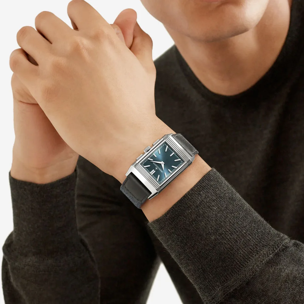 Jaeger-Lecoultre Q389848J Reverso Tribute Chronograph Stainless Steel Blue Dial Watch - Image 3