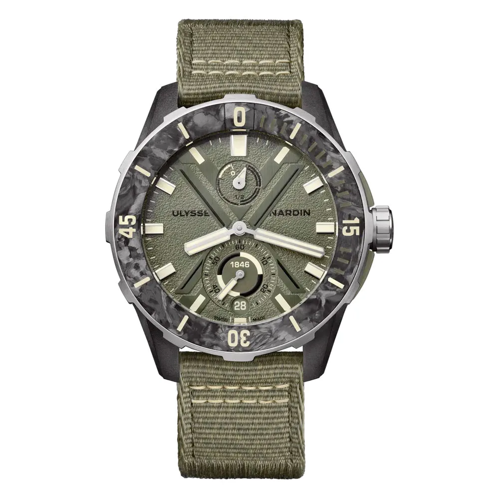 Ulysse Nardin 1183-170-8A/0A Diver Net Ops 44Mm Khaki Green Dial Watch