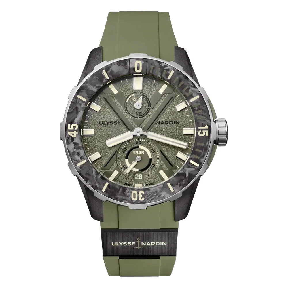 Ulysse Nardin 1183-170-8A/3A Diver Net Ops 44Mm Khaki Green Dial Watch