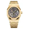 Audemars Piguet 15407Ba.oo.1220Ba.01 Royal Oak Double Balance Wheel Openworked Yellow Gold Skeleton Dial Watch