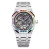 Audemars Piguet 15412Bc.yg.1224Bc.03-B Royal Oak Double Balance Wheel Openworked Frosted White Gold - Rainbow Skeleton Dial Watch