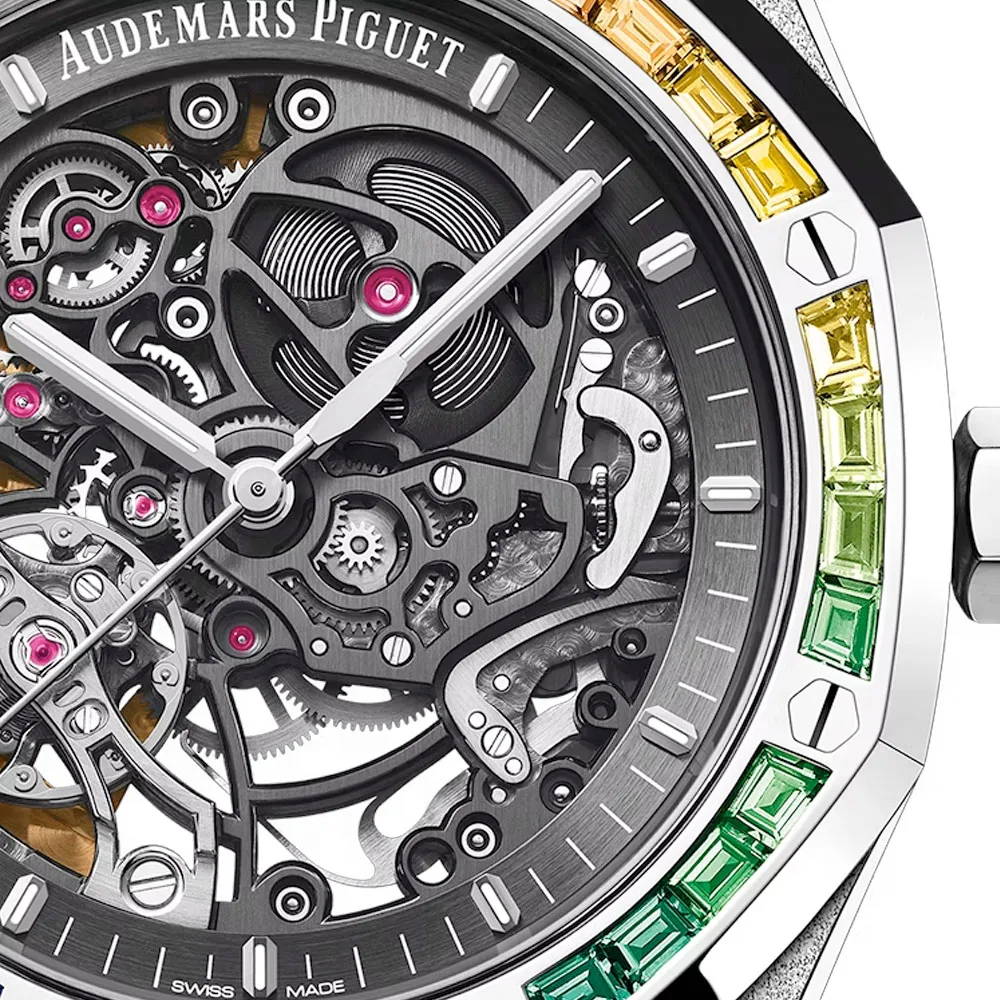 Audemars Piguet 15412Bc.yg.1224Bc.03-B Royal Oak Double Balance Wheel Openworked Frosted White Gold - Rainbow Skeleton Dial Watch - Image 2