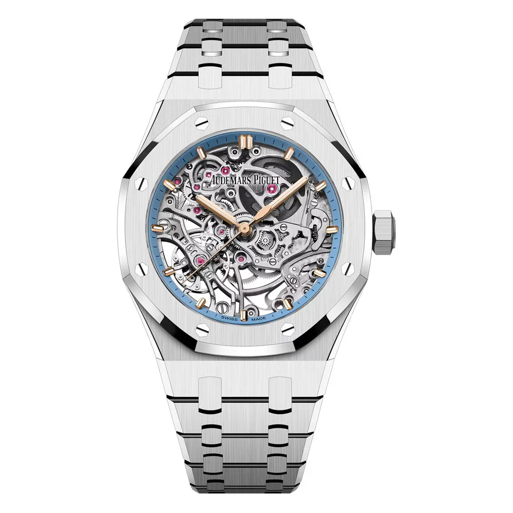 Audemars Piguet 15467Bc.oo.1256Bc.01 Royal Oak Double Balance Wheel Openworked White Gold Skeleton Dial Watch