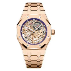 Audemars Piguet 15467OR.OO.1256OR.02 Royal Oak Double Balance Wheel Openworked Pink Gold Skeleton Dial Watch