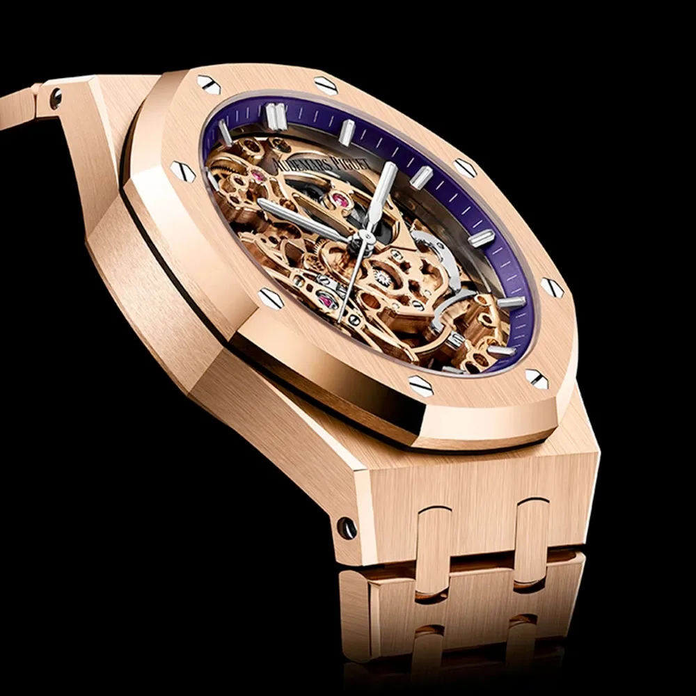 Audemars Piguet 15467Or.oo.1256Or.02 Royal Oak Double Balance Wheel Openworked Pink Gold Skeleton Dial Watch - Image 2