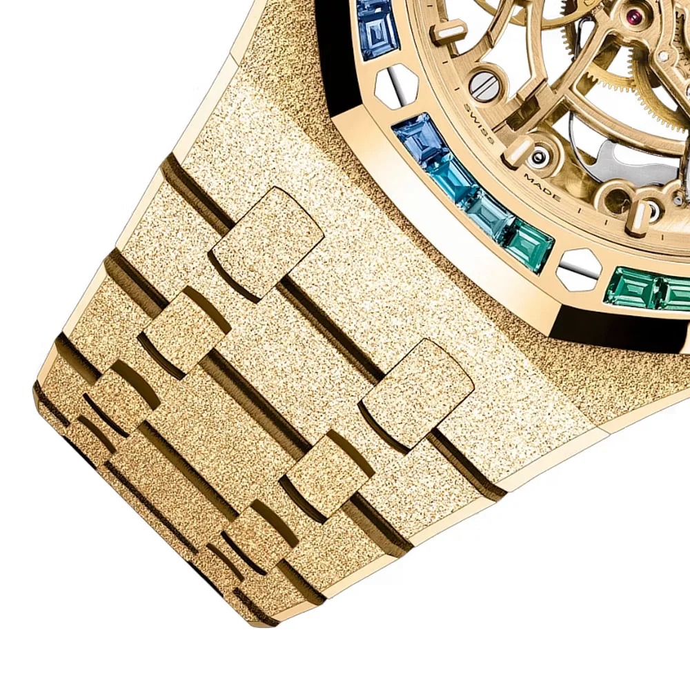 Audemars Piguet 15468Ba.yg.1259Ba.01-B Royal Oak Double Balance Wheel Openworked Frosted Yellow Gold - Rainbow Dial Watch - Image 3