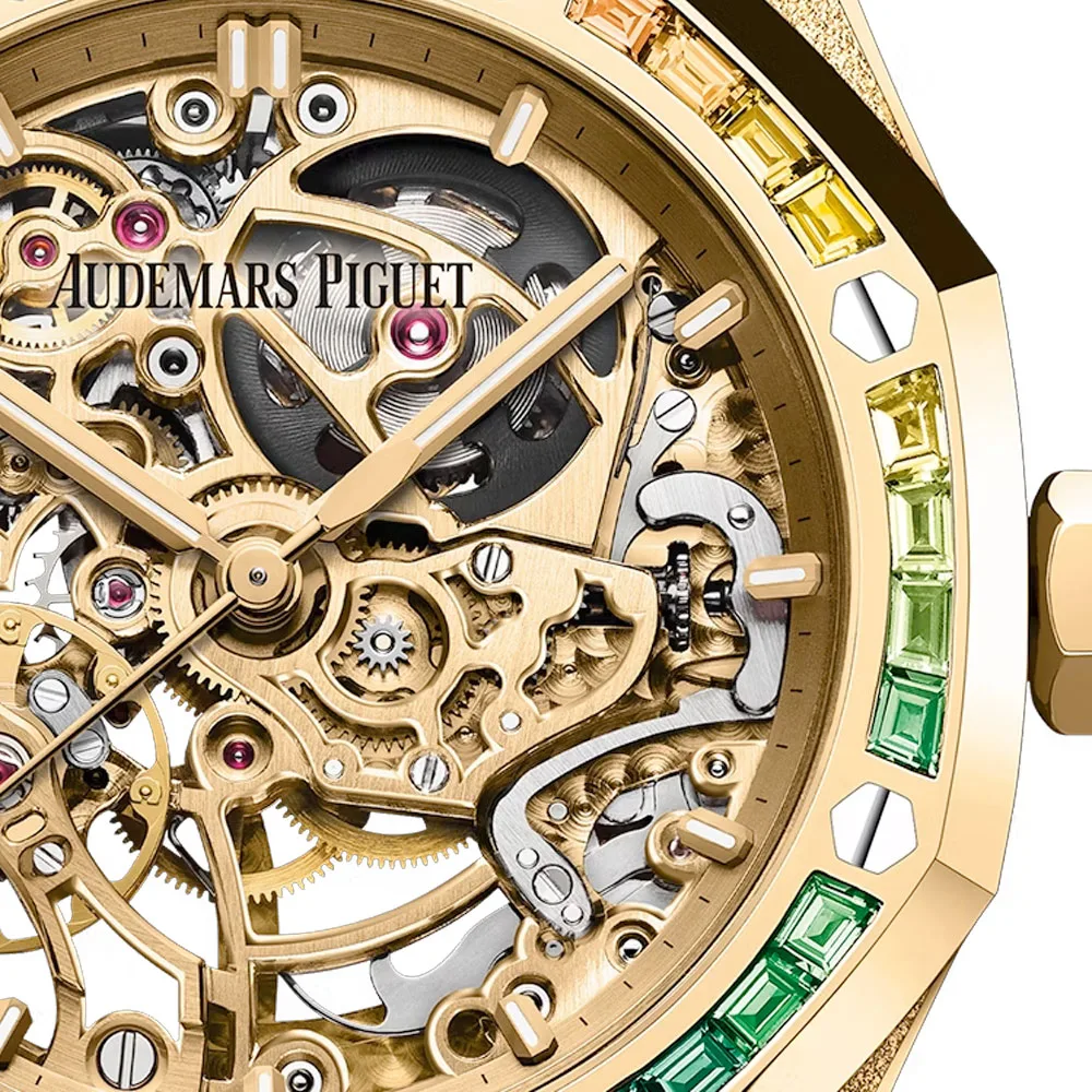Audemars Piguet 15468Ba.yg.1259Ba.01-B Royal Oak Double Balance Wheel Openworked Frosted Yellow Gold - Rainbow Dial Watch - Image 2