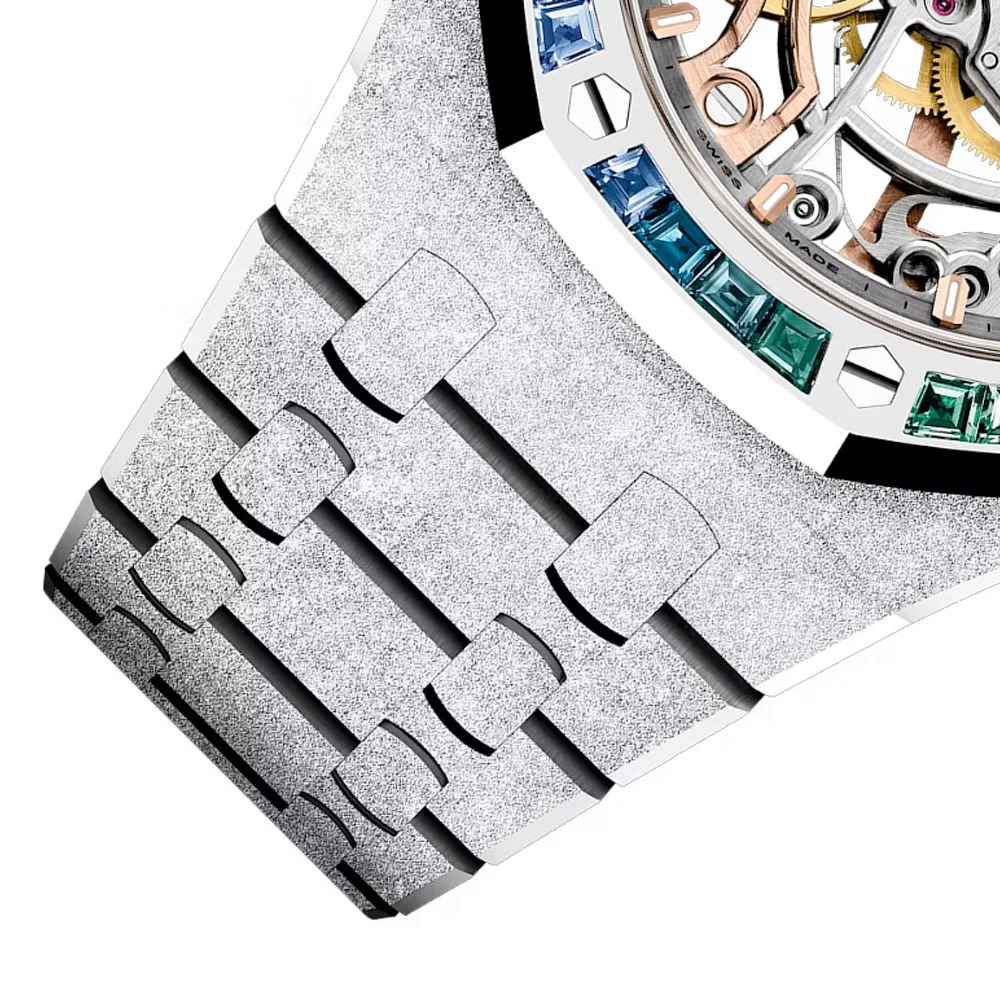 Audemars Piguet 15468Bc.yg.1259Bc.01-B Royal Oak Double Balance Wheel Openworked Frosted White Gold - Rainbow Dial Watch - Image 3