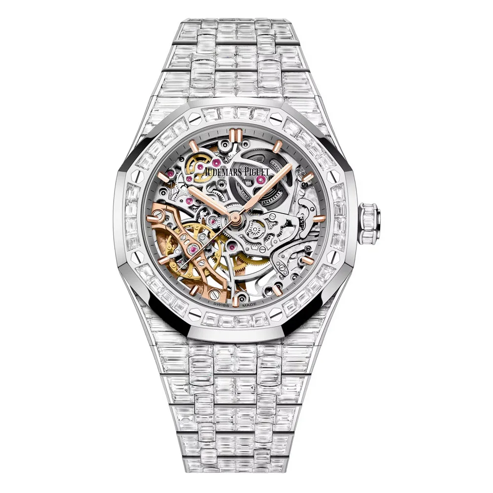 Audemars Piguet 15469Bc.zz.1260Bc.01-A Royal Oak Double Balance Wheel Openworked White Gold - Diamond Skeleton Dial Watch