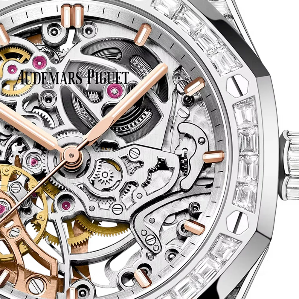 Audemars Piguet 15469Bc.zz.d001Cr.01 Royal Oak Double Balance Wheel Openworked Alligator White Gold - Diamond Skeleton Dial Watch - Image 2