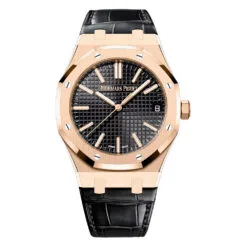Audemars Piguet 15510OR.OO.D002CR.02 Royal Oak Selfwinding Pink Gold Alligator Black Dial Watch