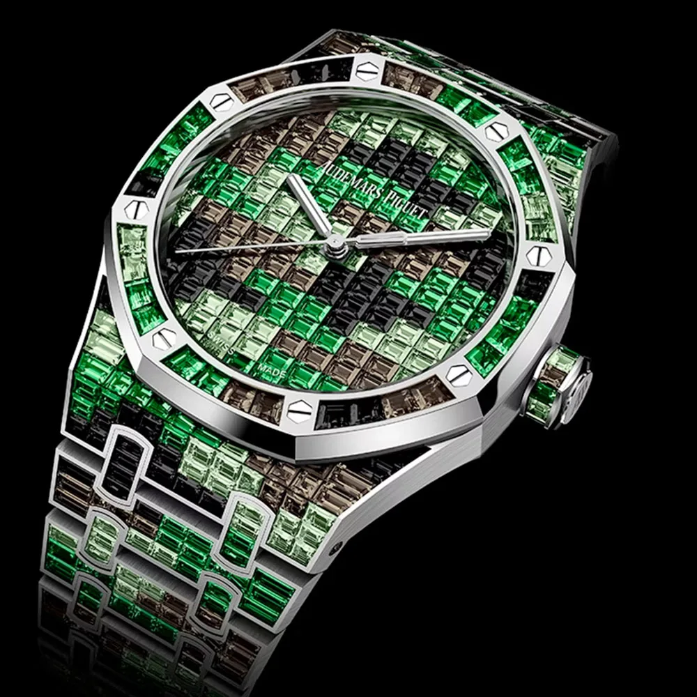 Audemars Piguet 15514Bc.yy.1284Bc.02 Royal Oak Selfwinding Green Camouflage Gem‑Set Dial Watch - Image 3