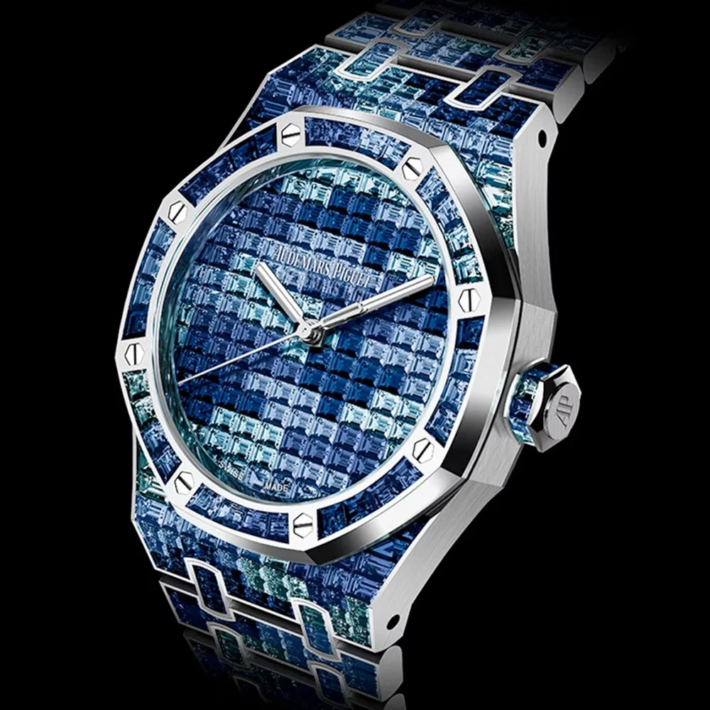 Audemars Piguet 15514Bc.yy.1284Bc.04 Royal Oak Selfwinding Blue Camouflage Gem‑Set Dial Watch - Image 3