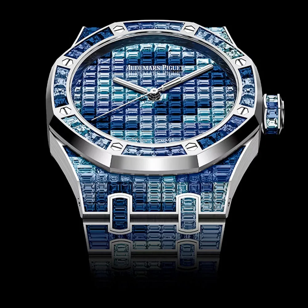 Audemars Piguet 15514Bc.yy.1284Bc.04 Royal Oak Selfwinding Blue Camouflage Gem‑Set Dial Watch - Image 2