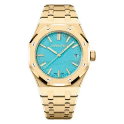Audemars Piguet 15550BA.OO.1356BA.01 Royal Oak Selfwinding Yellow Gold Turquoise Dial Watch