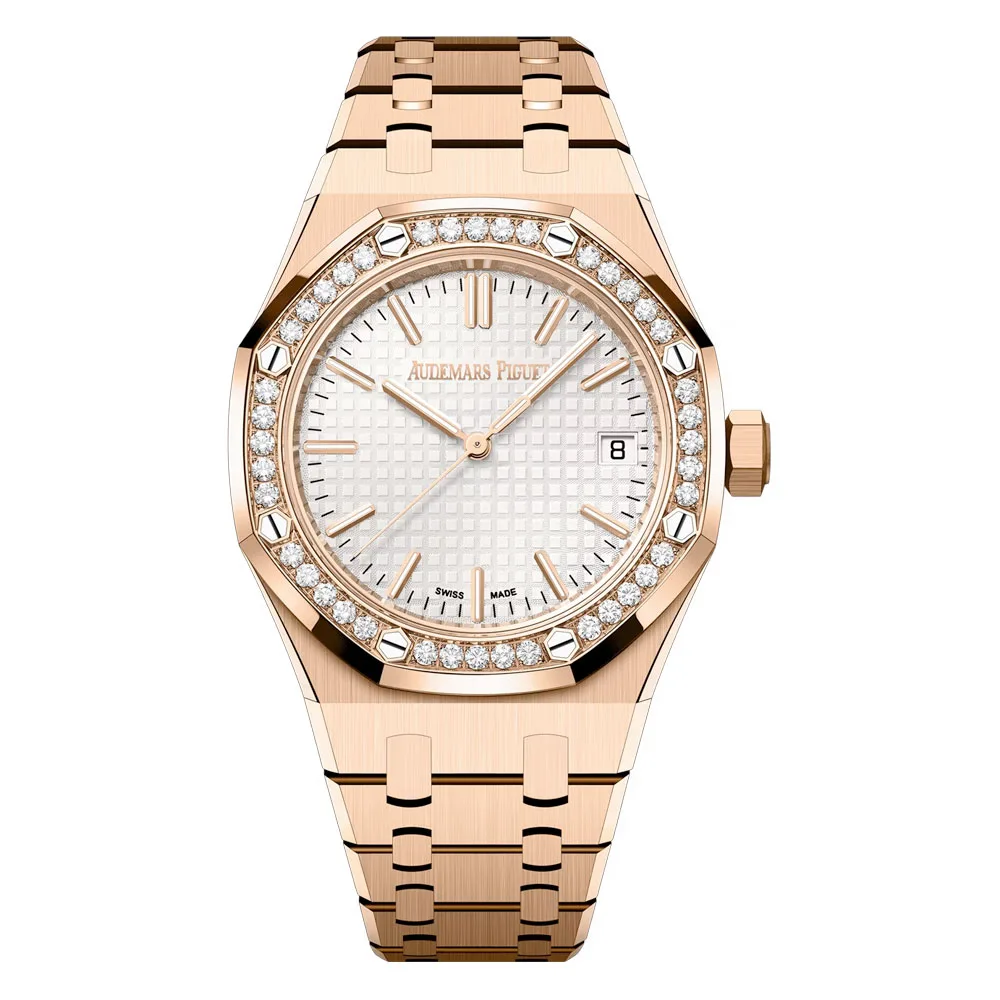 Audemars Piguet 15551Or.zz.1356Or.04 Royal Oak Selfwinding Pink Gold - Diamond Silver Dial Watch
