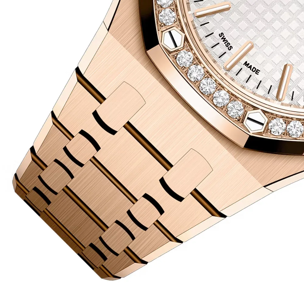 Audemars Piguet 15551Or.zz.1356Or.04 Royal Oak Selfwinding Pink Gold - Diamond Silver Dial Watch - Image 3
