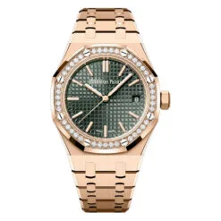 Audemars Piguet 15551OR.ZZ.1356OR.06 Royal Oak Selfwinding Pink Gold - Diamond Green Dial Watch