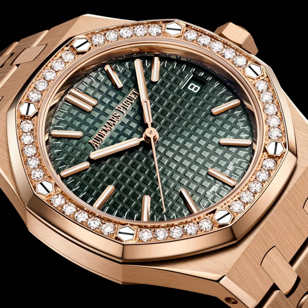 Audemars Piguet 15551Or.zz.1356Or.06 Royal Oak Selfwinding Pink Gold - Diamond Green Dial Watch - Image 2