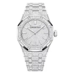 Audemars Piguet 15552BC.ZZ.1358BC.01 Royal Oak Selfwinding Whtie Gold - Snow-Set Dial Watch