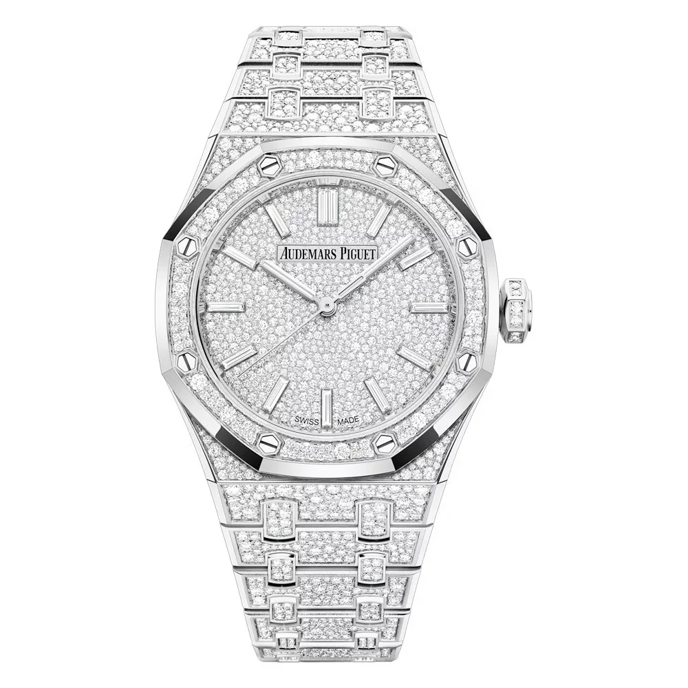 Audemars Piguet 15552Bc.zz.1358Bc.01 Royal Oak Selfwinding Whtie Gold - Snow-Set Dial Watch