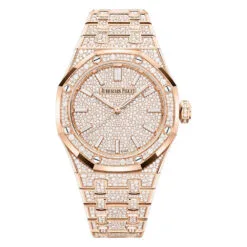 Audemars Piguet 15552OR.ZZ.1358OR.01 Royal Oak Selfwinding Pink Gold - Snow-Set Dial Watch