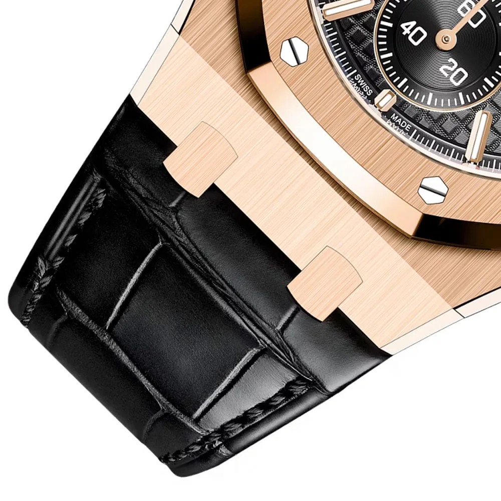 Audemars Piguet 26240Or.oo.d002Cr.02 Royal Oak Selfwinding Chronograph Pink Gold Alligator Black Dial Watch - Image 3