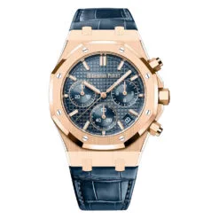 Audemars Piguet 26240OR.OO.D315CR.02 Royal Oak Selfwinding Chronograph Pink Gold Alligator Blue Dial Watch