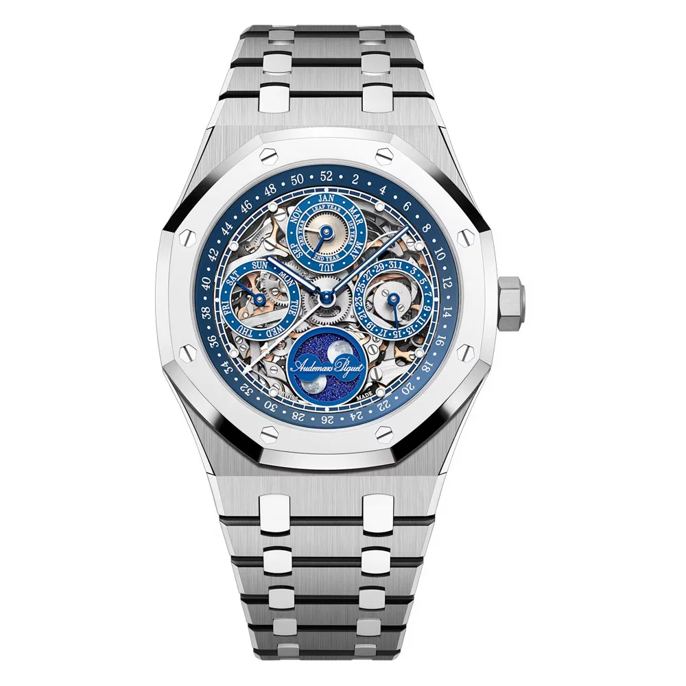 Audemars Piguet 26585Xt.oo.1220Xt.01 Royal Oak Perpetual Calendar Openworked 41 150Th Anniversary Skeleton Dial Watch