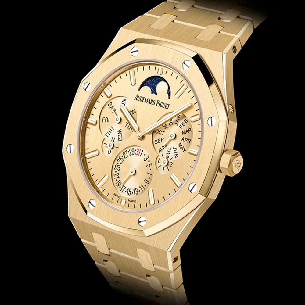 Audemars Piguet 26586Ba.oo.1240Ba.99 Royal Oak Perpetual Calendar Ultra-Thin Champagne Dial Watch - Image 3