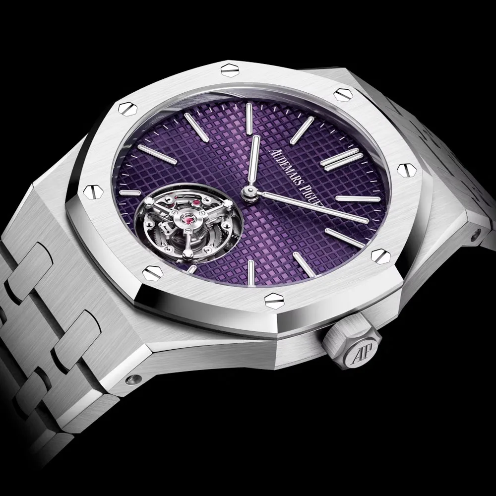 Audemars Piguet 26660St.oo.1356St.02 Royal Oak Selfwinding Flying Tourbillon Extra-Thin Rd#3 Purple Dial Watch - Image 2