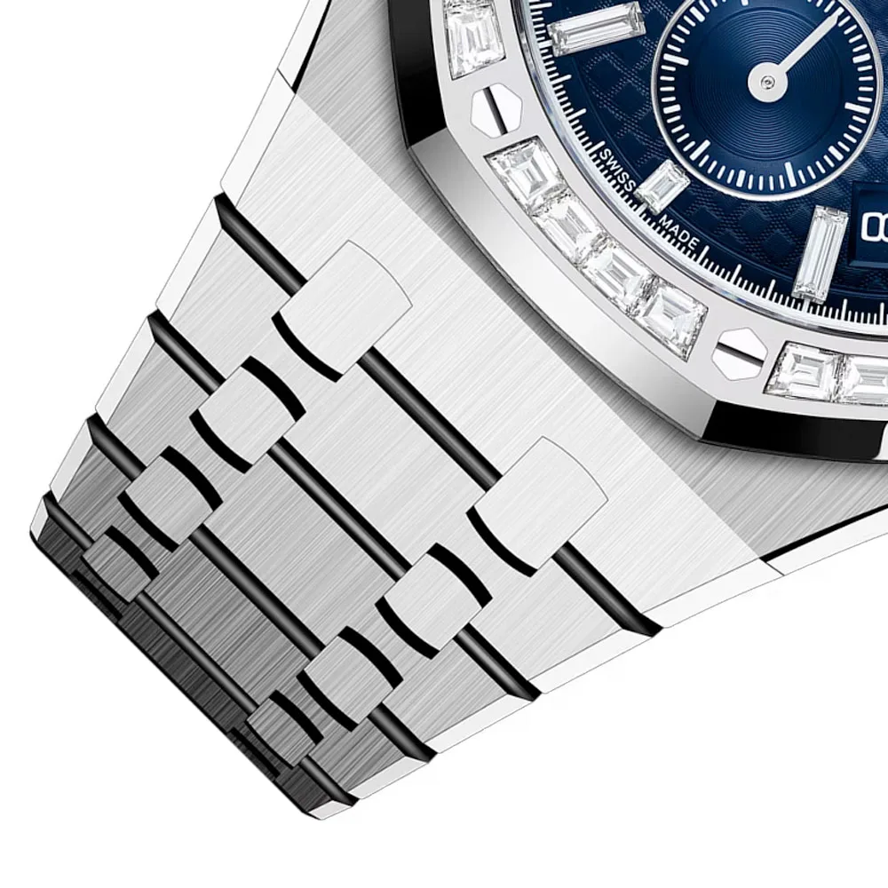 Audemars Piguet  26715Bc.zz.1356Bc.01 Royal Oak Selfwinding Chronograph White Gold - Diamond Smoked Blue Dial Watch - Image 3