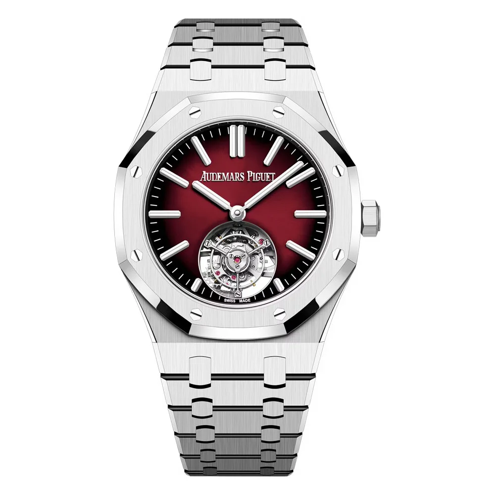 Audemars Piguet 26730St.oo.1320St.05 Royal Oak Self-Winding Flying Tourbillon Stainless Steel Burgundy Dial Watch