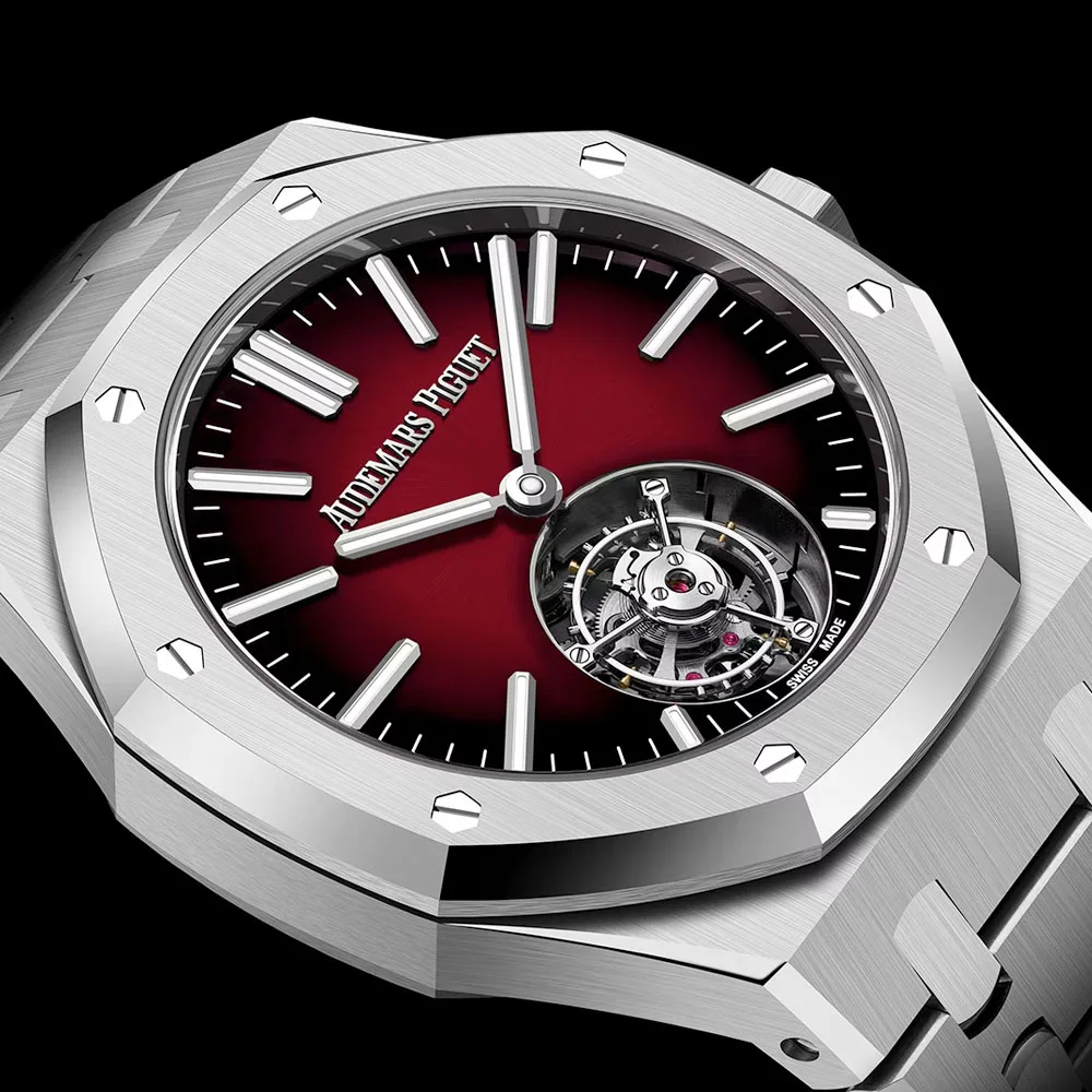 Audemars Piguet 26730St.oo.1320St.05 Royal Oak Self-Winding Flying Tourbillon Stainless Steel Burgundy Dial Watch - Image 2