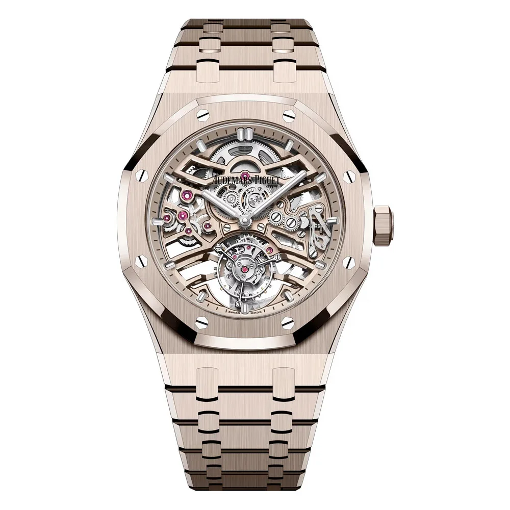 Audemars Piguet 26735Sg.oo.1320Sg.01 Royal Oak Self-Winding Flying Tourbillon Openworked Sand Gold Dial Watch
