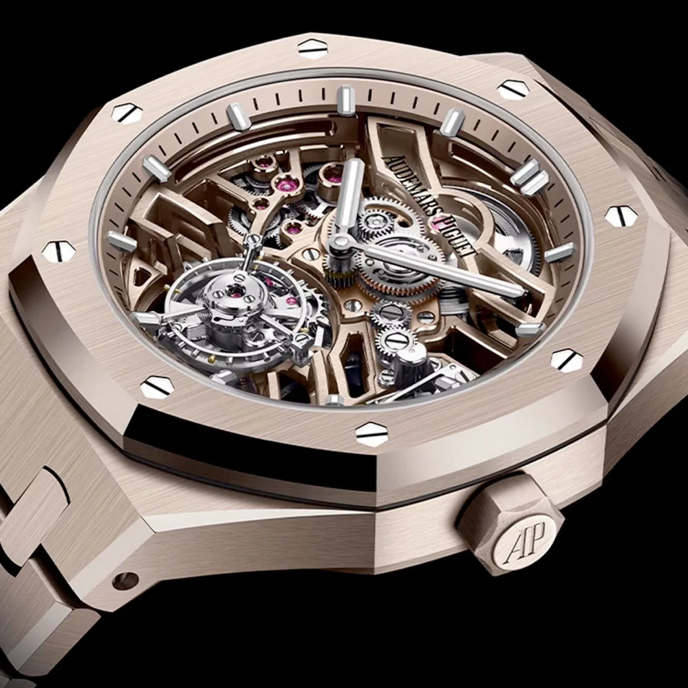Audemars Piguet 26735Sg.oo.1320Sg.01 Royal Oak Self-Winding Flying Tourbillon Openworked Sand Gold Dial Watch - Image 3