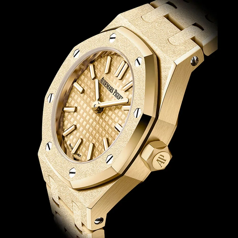 Audemars Piguet 67630Ba.gg.1312Ba.01-B Royal Oak Mini Frosted Yellow Gold Quartz Champagne Dial Watch - Image 3