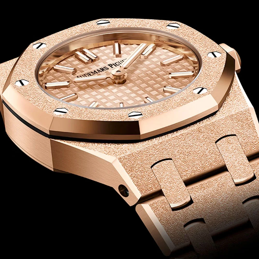 Audemars Piguet 67630Or.gg.1312Or.01-B Royal Oak Mini Frosted Pink Gold Quartz Pink Dial Watch - Image 3