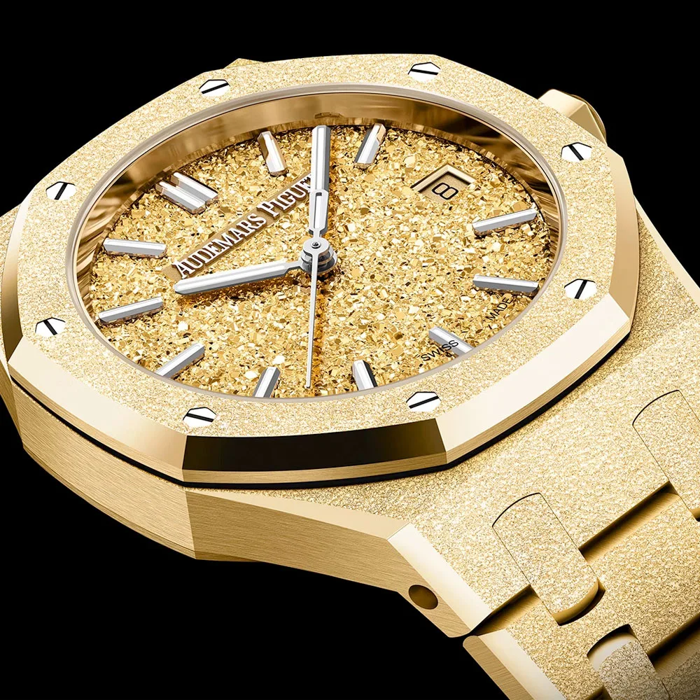 Audemars Piguet 77450Ba.gg.1361Ba.01 Royal Oak Selfwinding Frosted Yellow Gold Crystal Sand Dial Watch - Image 2