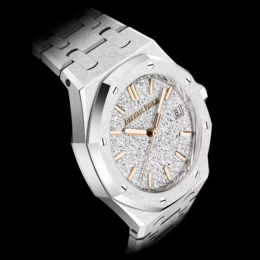 Audemars Piguet 77450Bc.gg.1361Bc.01 Royal Oak Selfwinding Frosted White Gold Crystal Sand Dial Watch - Image 2