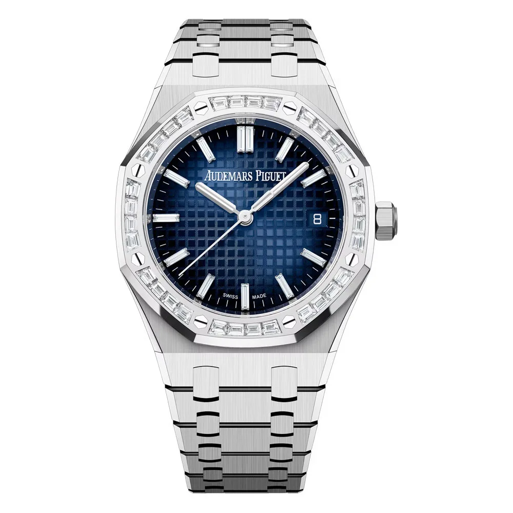 Audemars Piguet 77451Bc.zz.1361Bc.01 Royal Oak Selfwinding White Gold - Diamond Smoked Blue Dial Watch