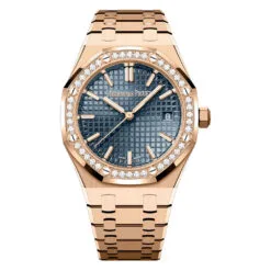 Audemars Piguet 77451OR.ZZ.1361OR.04 Royal Oak Selfwinding Pink Gold - Diamond Blue Dial Watch