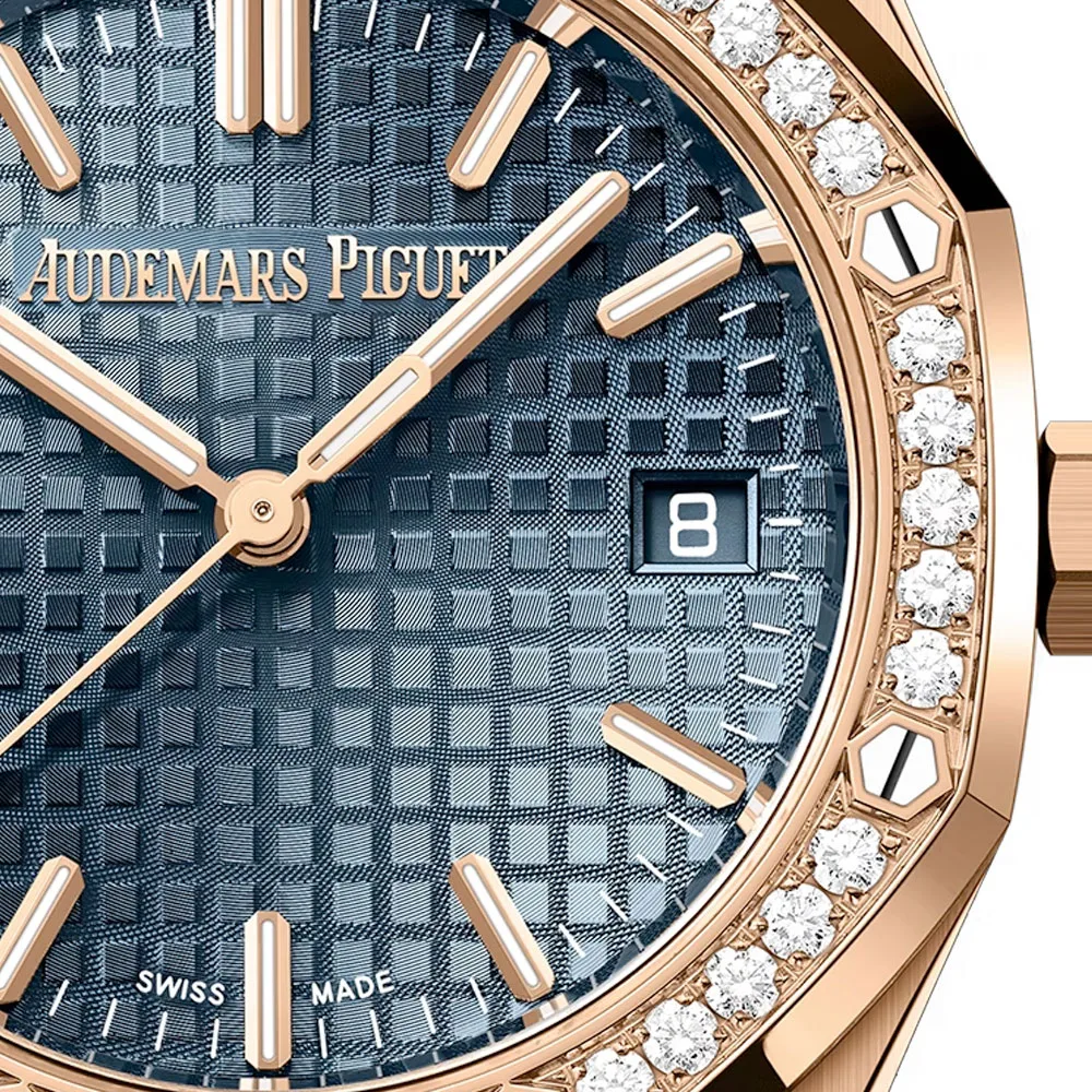 Audemars Piguet 77451Or.zz.1361Or.04 Royal Oak Selfwinding Pink Gold - Diamond Blue Dial Watch - Image 2