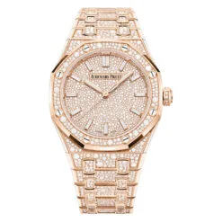 Audemars Piguet 77452OR.ZZ.1365OR.01 Royal Oak Selfwinding Pink Gold - Snow-Set Dial Watch