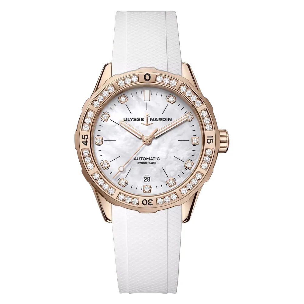 Ulysse Nardin 8162-182B1-0A/3A Lady Diver 39Mm White Mother-Of-Pearl Dial Watch