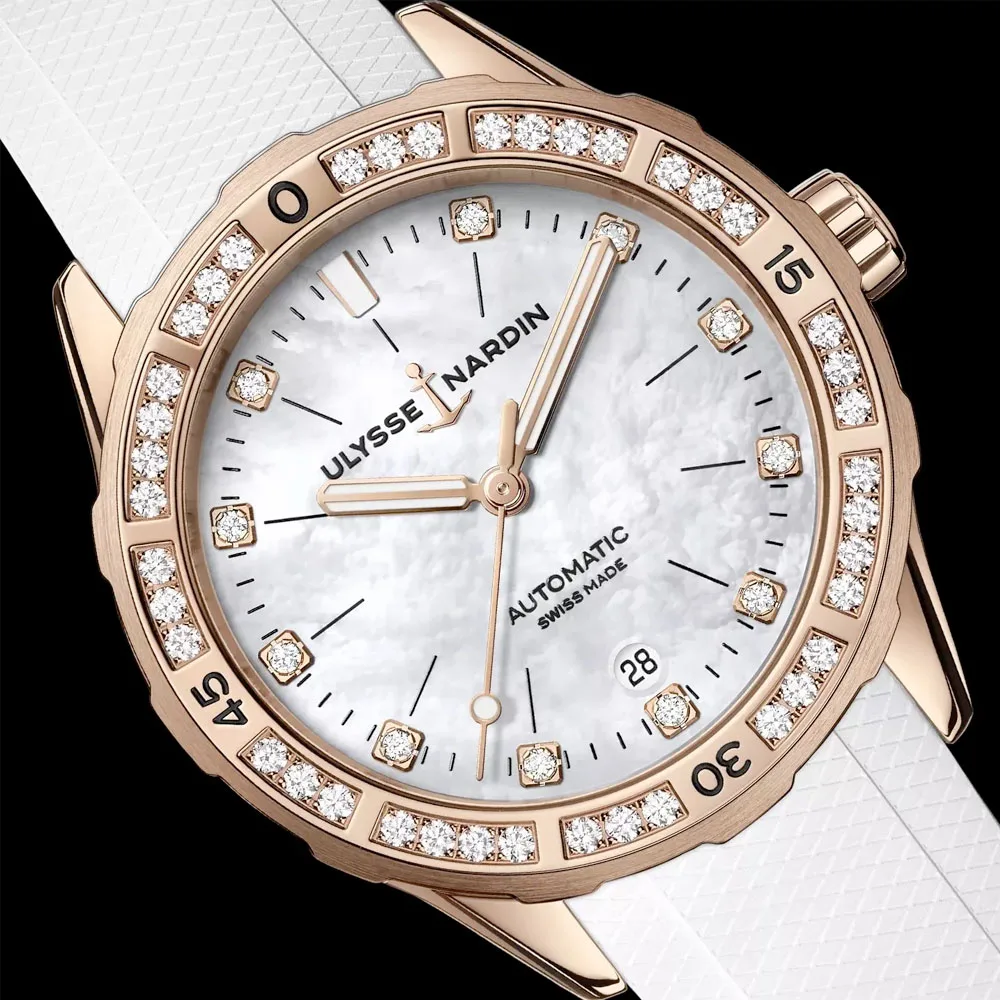 Ulysse Nardin 8162-182B1-0A/3A Lady Diver 39Mm White Mother-Of-Pearl Dial Watch - Image 3